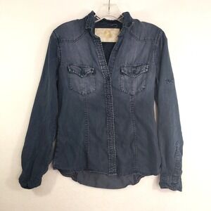 Bella Dahl Shirt Womens XS Denim Button Down Long Sleeve Chambray Western‎ Style